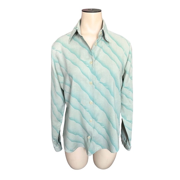 Vintage 1960s Misses' Mary Quant Londonpride Wool Cotton Wave Print Blouse S M - Picture 2 of 8